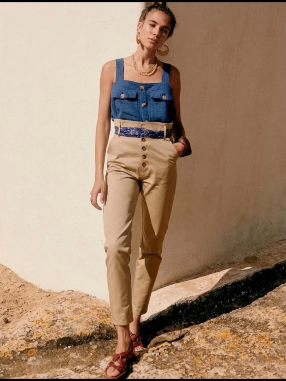 Sezane Leandro Trousers Mastic - Size 38